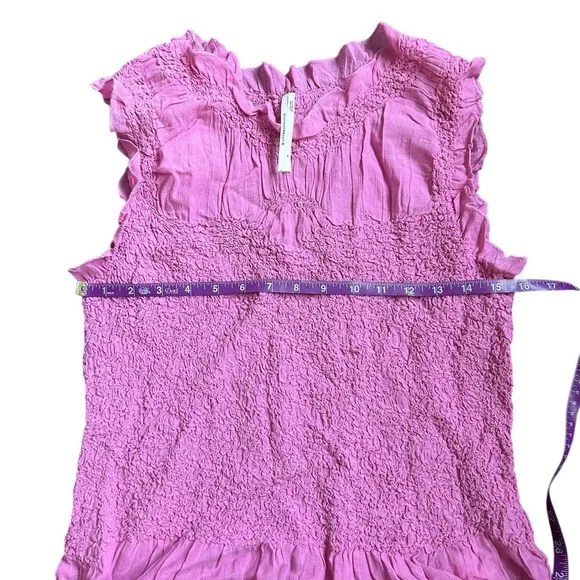 Anthropologie Textured Smocked Vest Top Pink Size Medium - Picture 7 of 11